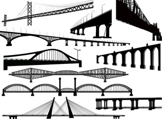 Canvas Print - ten long bridges collection isolated on white