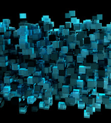 Wall Mural - Abstract 3d rendering of chaotic cubes. Flying shapes in empty space. Futuristic background.