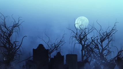 Wall Mural - graveyard silhouette halloween Abstract Background