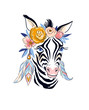 Vector stylish boho design. Hand drawn illustration with  zebra and flowers.