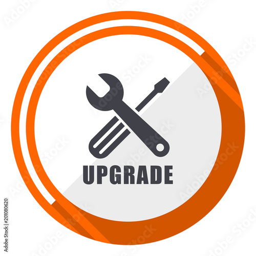 Fotografía Upgrade flat design orange round vector icon in eps 10