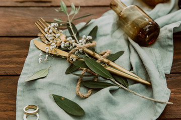 Sticker - Wedding gold cutlery with decorations