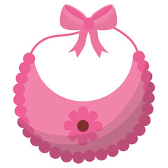 Wall Mural - pink flower bib girl baby shower vector illustration