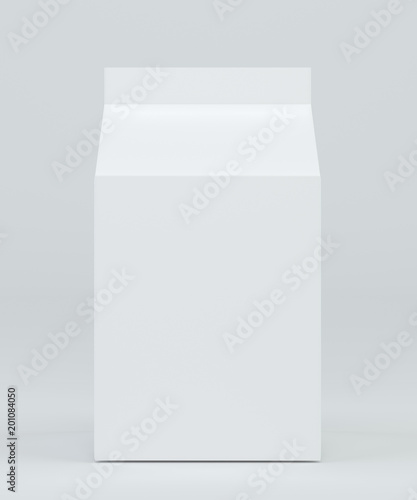 Download Milk Box Front View Carton Box Mock Up White Clear Empty Box 3d Rendering Stock Illustration Adobe Stock