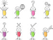 Big collection of funny business stickmen with icons. Vector.