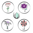 floral set stamps and graphics icons