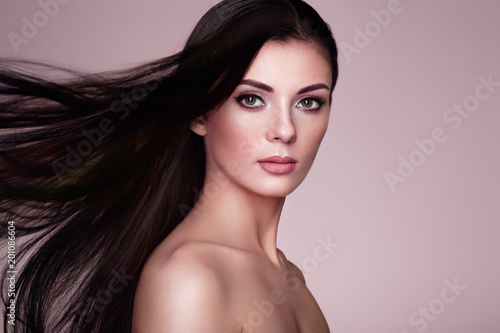 Beautiful Woman With Long Smooth Hair Girl With Perfect