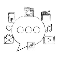 Wall Mural - social media chat bubble talking icons vector illustration sketch