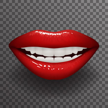 Stylish Woman Lips Slightly Open Mouth Fashion Mockup Transparent Background Design Vector Illustration
