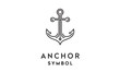 Anchor Mono Line Art for Nautical Marine Ship Boat logo design 