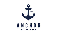 Simple Anchor Silhouette Vintage Retro Logo Design For Boat Ship Navy Nautical Transport