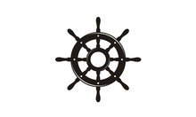 Steering Wheel Captain Boat Ship Yacht Compass Transport Logo Design Inspiration