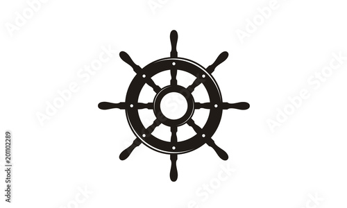 Fotografía Steering Wheel Captain Boat Ship Yacht Compass Transport logo design inspiration