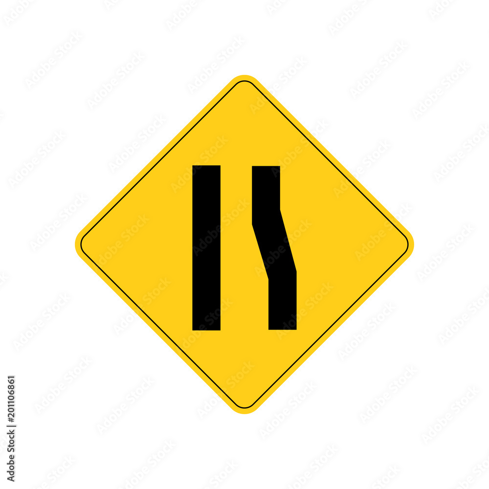 Right Lane Sign Icon USA traffic road signs. right lane ends ahead. vector illustration ...