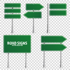 Wall Mural - road green traffic sign. blank board with place for text.mockup. isolated on white information sign.