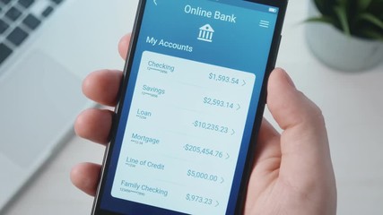Checking bank accounts using banking app