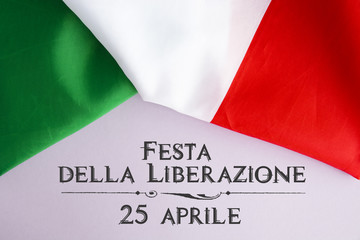 April 25 Liberation Day Text in italian card, italy flag 