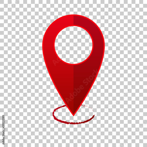Vector image positioning on the map. Mark icon. Red icon location drop pin on transparent