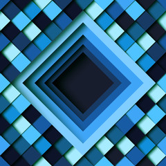 Aufkleber - Blue square geometric shape pattern design paper layer cut abstract background.Vector illustration.