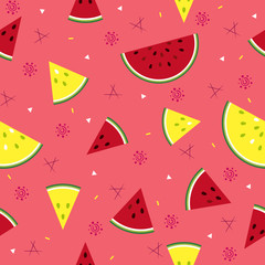 Wall Mural - Colorful fresh watermelon fruits seamless summer pattern background vector format