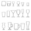 Vector Set Sketch Stemware. Glasses for Alcohol, Cocktail and Soft Drink