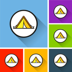 Wall Mural - tent icons with long shadow