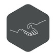 © teracreonte - Icono plano manos unidas lineal en hexagono gris