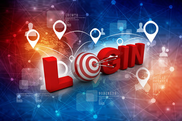 Sticker - 3d login illustration with target arrow