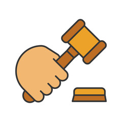 Sticker - Hand holding gavel color icon