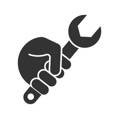 Poster - Hand holding wrench glyph icon