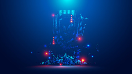 Fototapete - Icon of the digital shield broken. Symbol digital cyber security crack hacking. Web crime or virus attack. Symbol of protection damaged. Hacking concept.