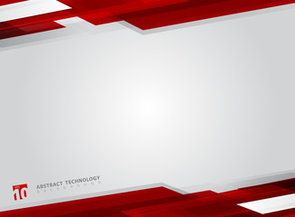 Wall Mural - abstract technology geometric red color shiny motion background.