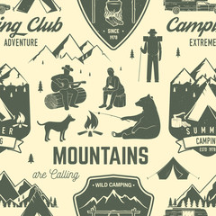Wall Mural - summer camp seamless pattern or background.