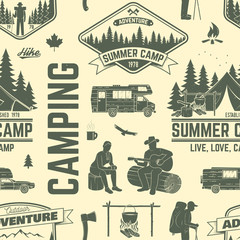 Wall Mural - summer camp seamless pattern or background.