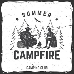 Wall Mural - summer campfire badge. vector illustration. concept for shirt or print, stamp, travel badge or tee