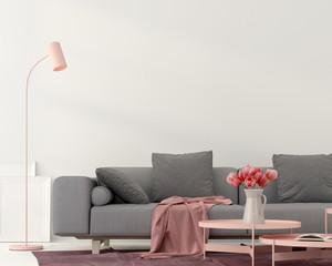 Wall Mural - Living room with a grey sofa