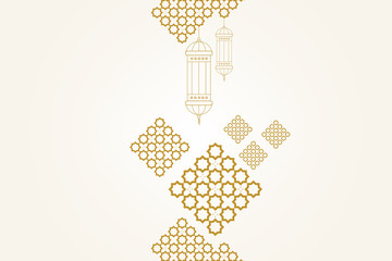 Ramadan kareem greeting card template. Ramadan lamp or lanterns and muslim pattern element.