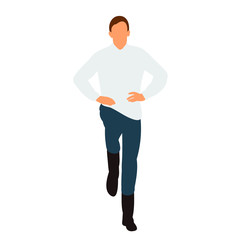 Wall Mural - isolated, flat style man dancing on white background