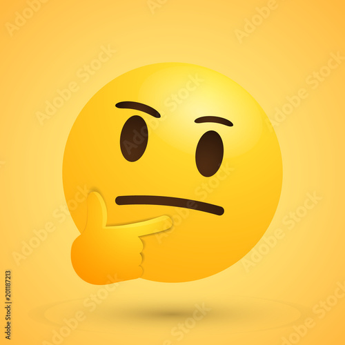 Thinking face emoji in modern style - emoticon face shown with a single ...