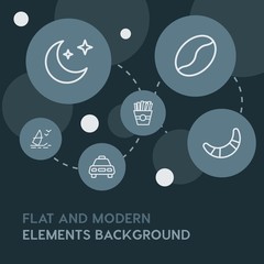  food, drinks, travel outline vector icons and elements background with circle bubbles networks...Multipurpose use on websites, presentations, brochures and more