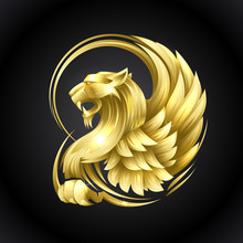 Golden Heraldic Griffin