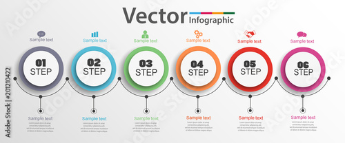 Six Steps Infographics With Colorful Circles Can Be Used For
