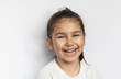 © kaganskaya115 - Portrait of happy cute brunette child  girl on white background