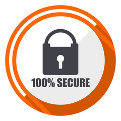 Aufkleber - Secure flat design orange round vector icon in eps 10