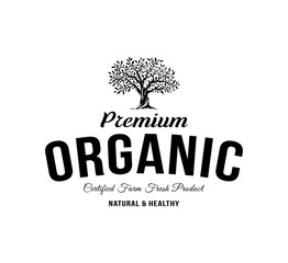 Poster - Organic natural and healthy farm fresh food retro emblem