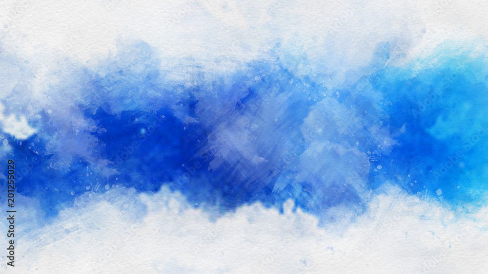 Artistic blue watercolor splash effect template - obrazy, fototapety, plakaty 