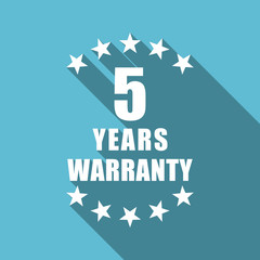 Aufkleber - 5 years warranty symbol flat design vector blue icon
