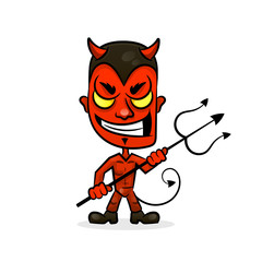 Wall Mural - devil cartoon character sports mascot face with an evil grin