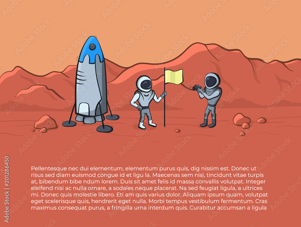 Vector illustration of space ship and astronaut Stock Vector | Adobe Stock