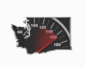 Washington WA Speedometer Map Fast Speed Competition Race 3d Illustration